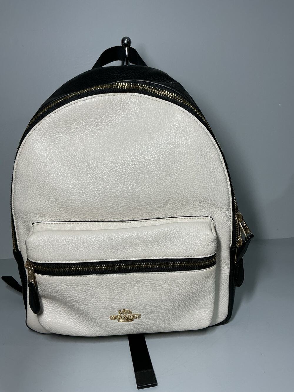 Coach Colorblock Medium Charlie Backpack White and Black